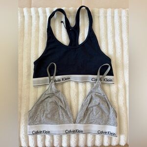 Calvin Klein Black and Gray Bra Set
